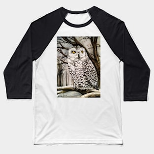 Snowy Owl Baseball T-Shirt